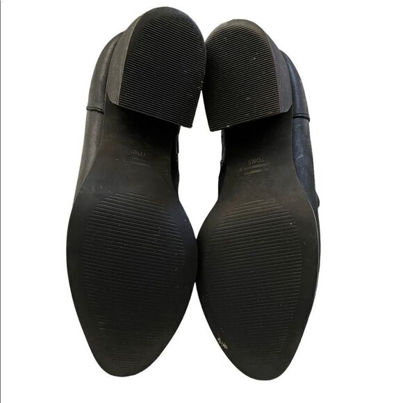TOMS Leilani Black Leather Ankle Boots Size 7 - Picture 9 of 9